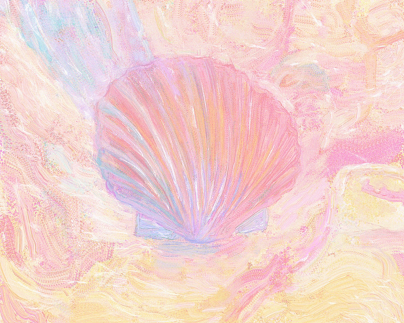 色彩绘画｜一枚粉贝壳（图ZMzI1NDU5MjQ0） - 创作习作 - 站酷设计师一朵咸云原创素材 - 站酷ZCOOL