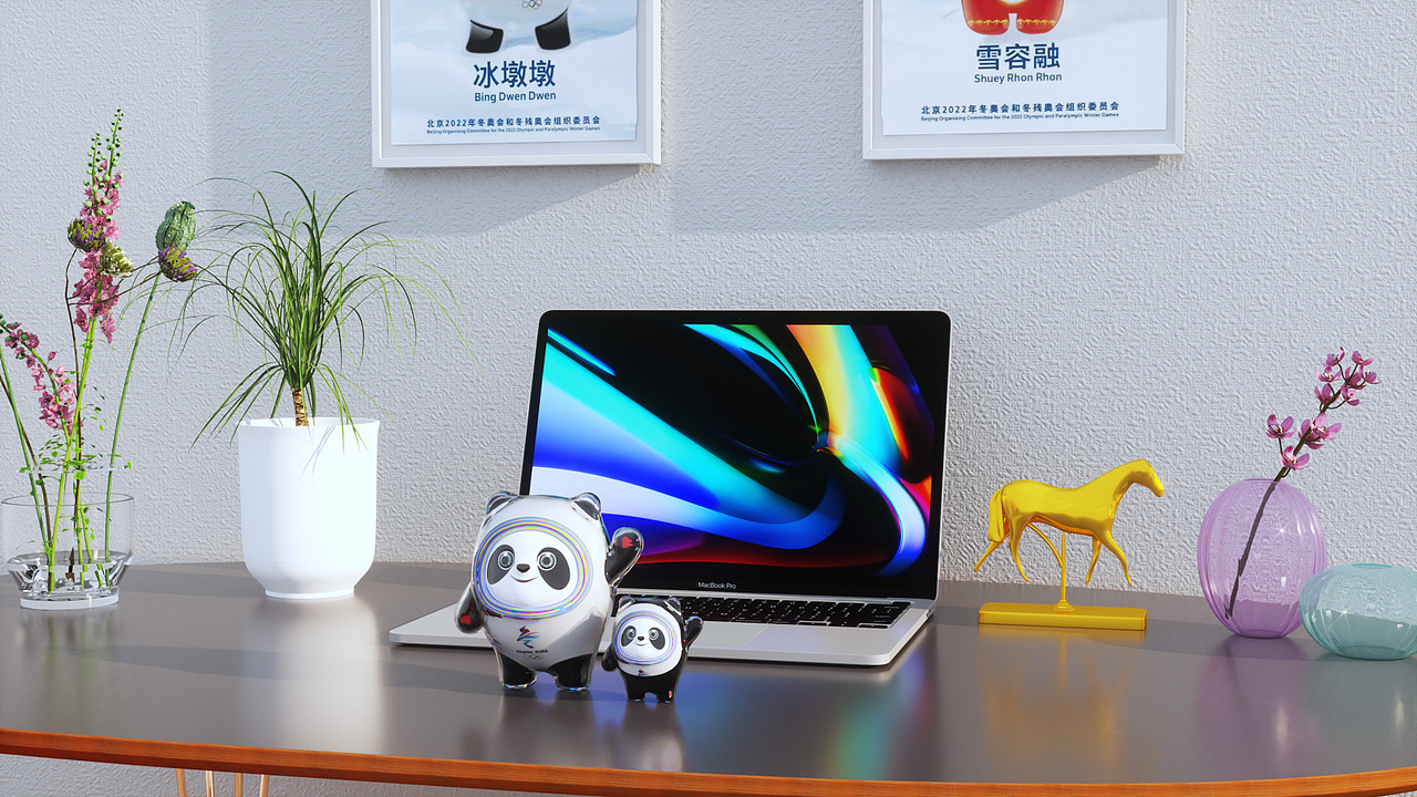 找个模型渲个冰墩