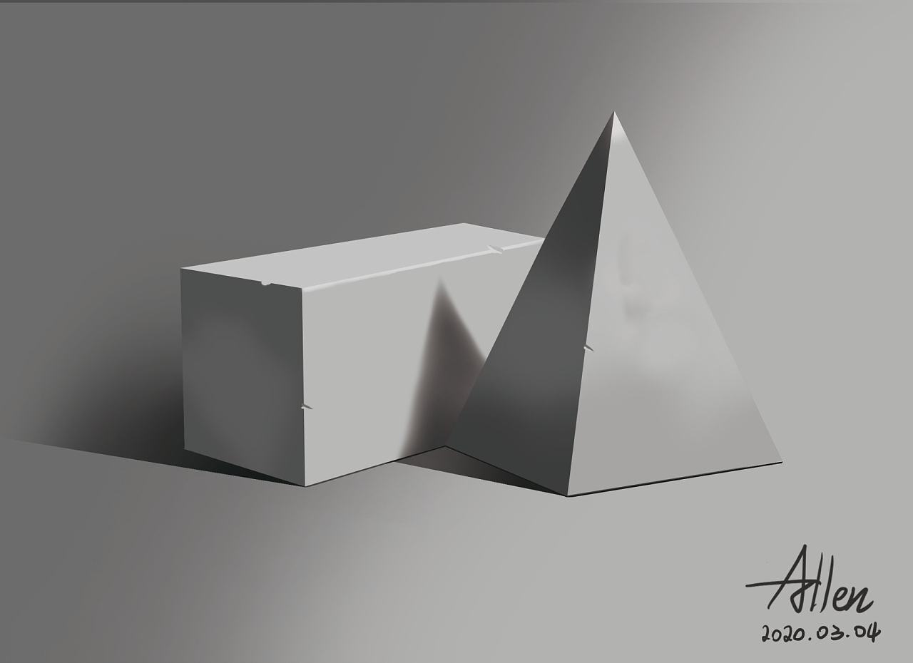 板绘素描/石膏/几何体-01|插画|创作习作|新奕视觉 - 原创作品 - 站酷