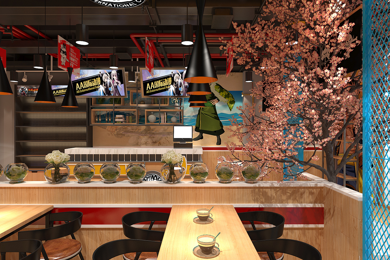动漫主题休闲馆3d效果图,动漫店,动漫主题店