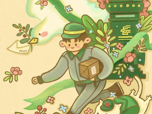 原创插画/邮递春天