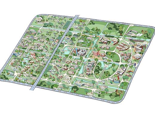 上海交通大学手绘地图设计景校区游乐场小程序h5定制