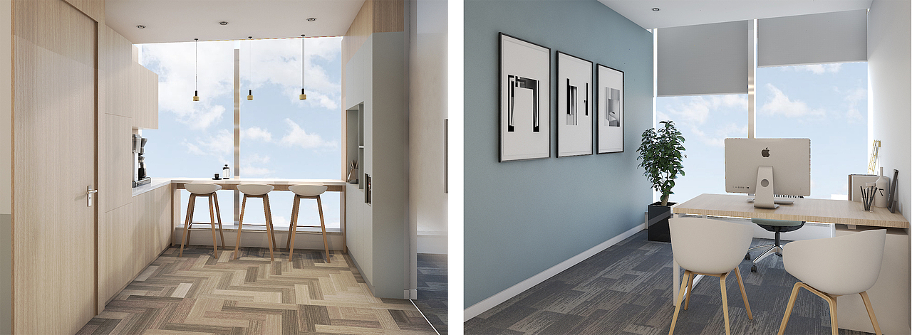 ▲ 开放茶水间 / 经理办公室