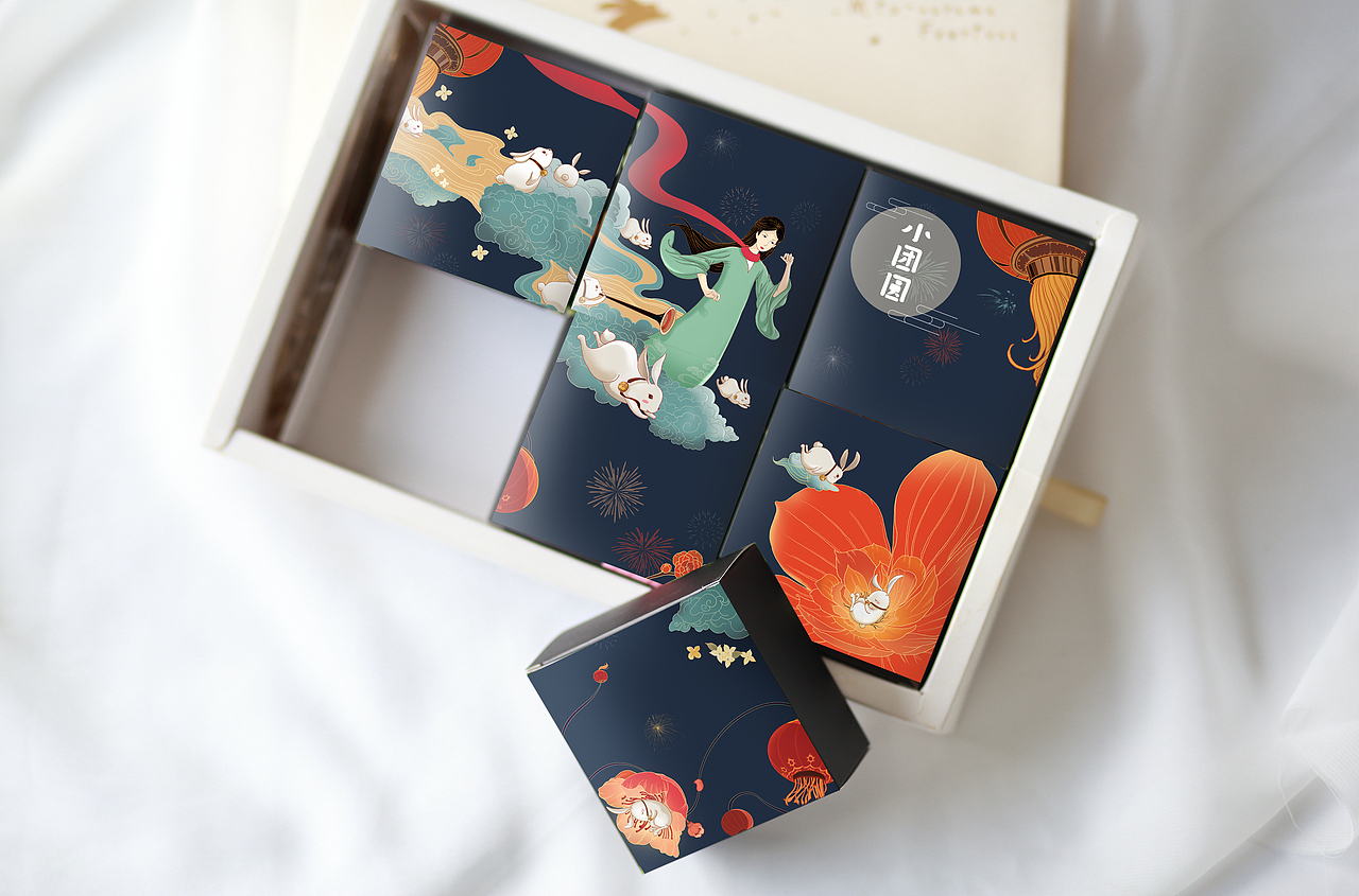 中秋小团圆，月饼包装插画（图ZODk4MTAwMjQ=） - 商业插画 - 站酷设计师逗号君原创素材 - 站酷ZCOOL