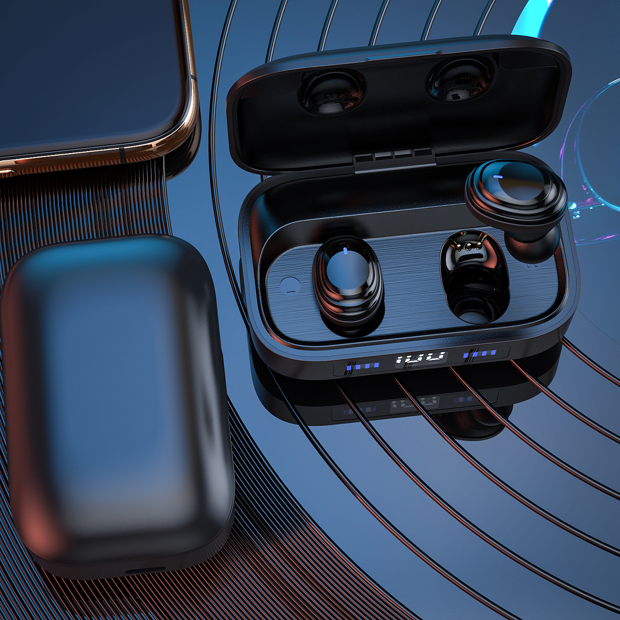 蓝牙耳机 防摔手机壳渲染