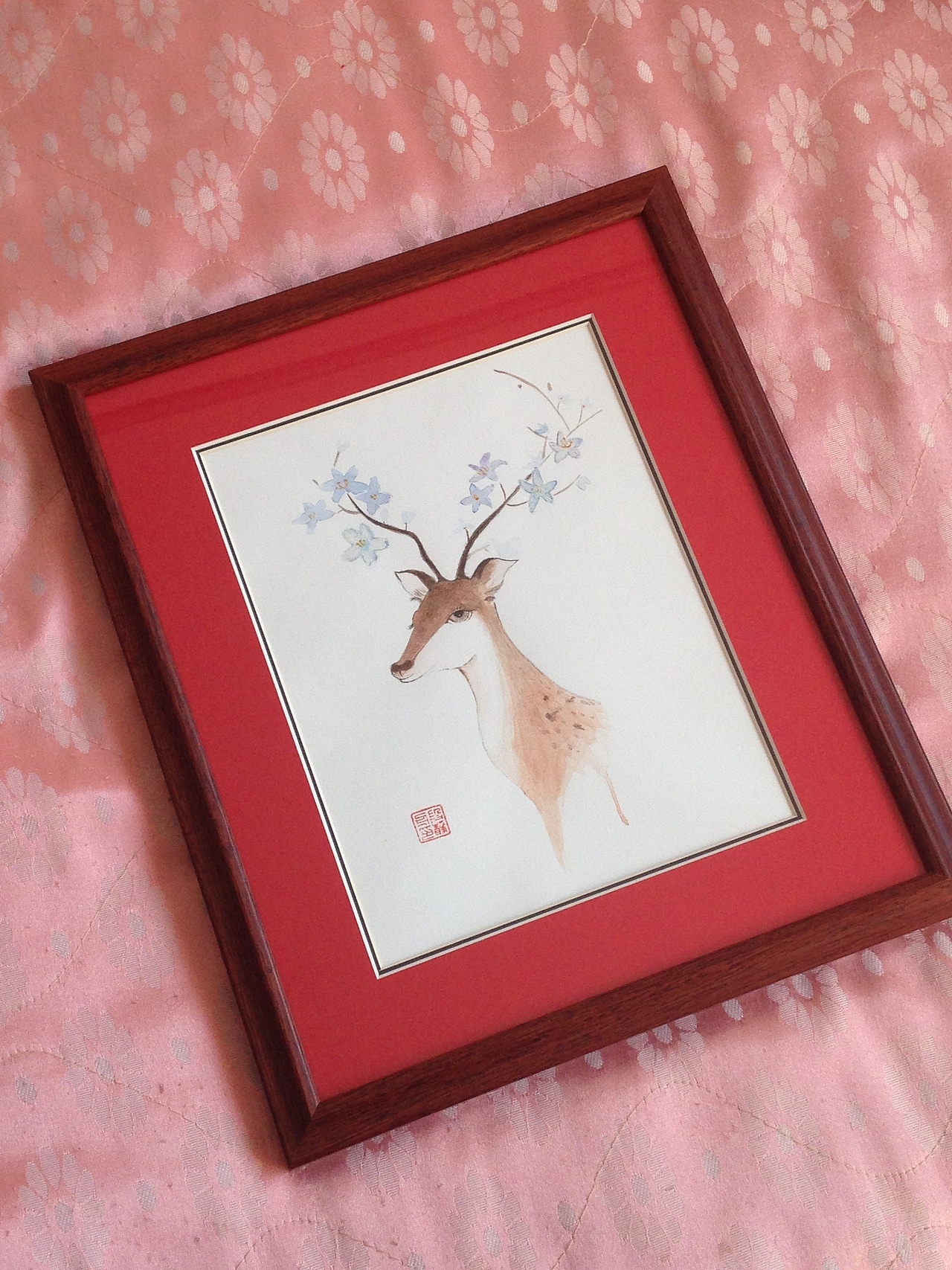 水彩画《梅花鹿》