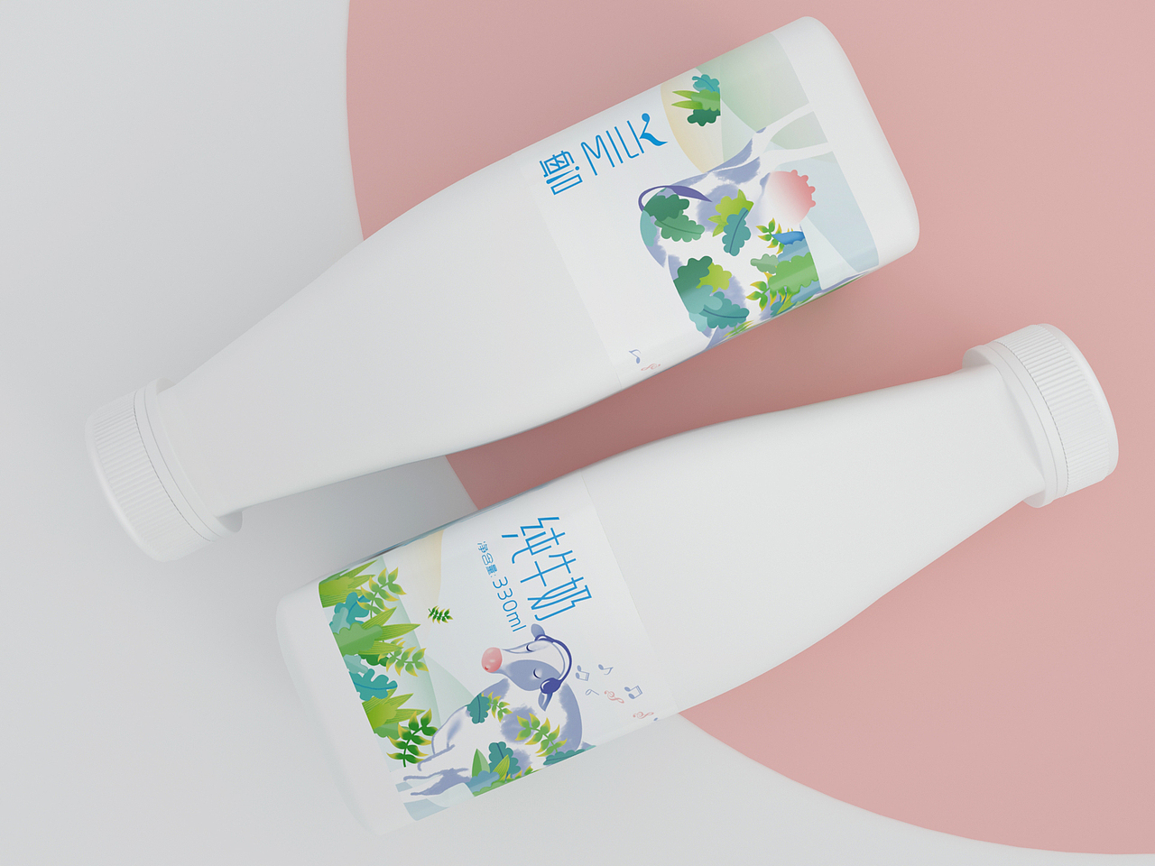 嗨！Milk（纯牛奶）包装 — 瓶贴设计（图ZMTAyMDY3MzYw） - 包装 - 站酷设计师十一吨原创素材 - 站酷ZCOOL