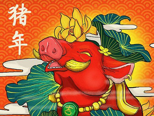 中国风猪年插画