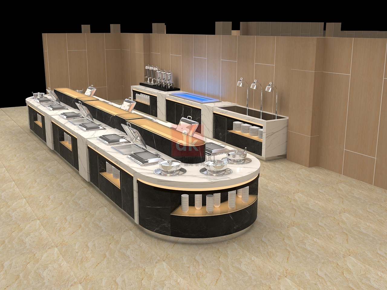 单位食堂自助餐台效果图