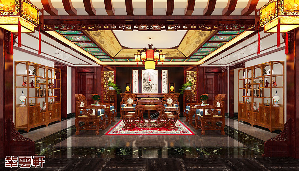 江苏省苏州市别墅中式装修——绝美的中国色（图ZMjUwNjY4NjQ4） - 家装设计 - 站酷设计师紫云轩中式原创素材 - 站酷ZCOOL