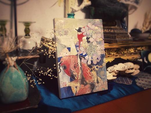 【岩彩】混合材料基底上绘制岩彩——紫阳花