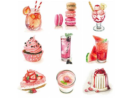 <手绘甜品> 来一组“粉红”下午茶 ❥