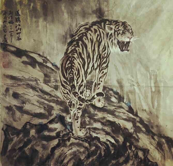 画虎,水墨画,国画