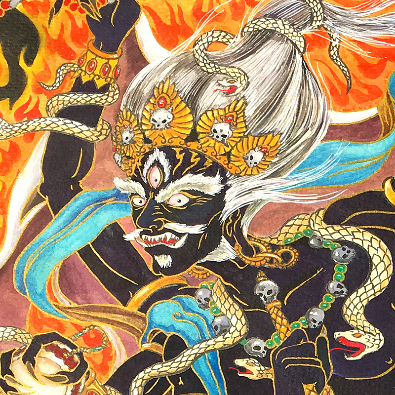 手绘六臂大黑天