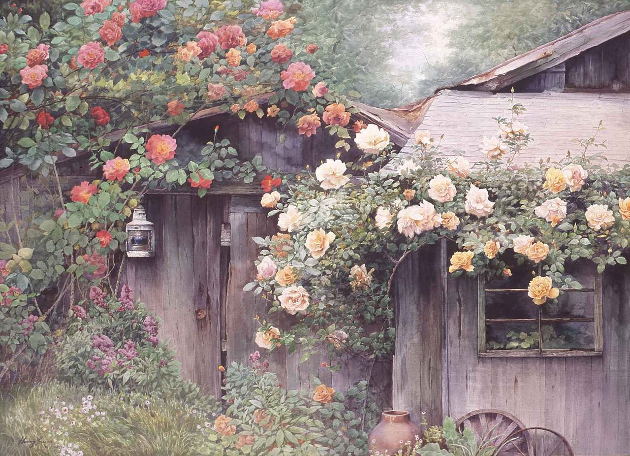 虽说很喜欢,但真正开始画玫瑰是1995年。那时我正在筹备1996年的个人画展,画的都是冰川雪山这样的题材,为了增加展览的气氛,画了一张《开满鲜花的庭院》,画的就是玫瑰花。在1996年的北京国际艺术博览会上,我的这张画,被来自英国的苏法烈先生买走了。他跟我聊天的时候,一直说他父母种玫瑰花的故事。从那天开始我就梦想有一个自己的玫瑰园,能在自己的花园里画自己的玫瑰。