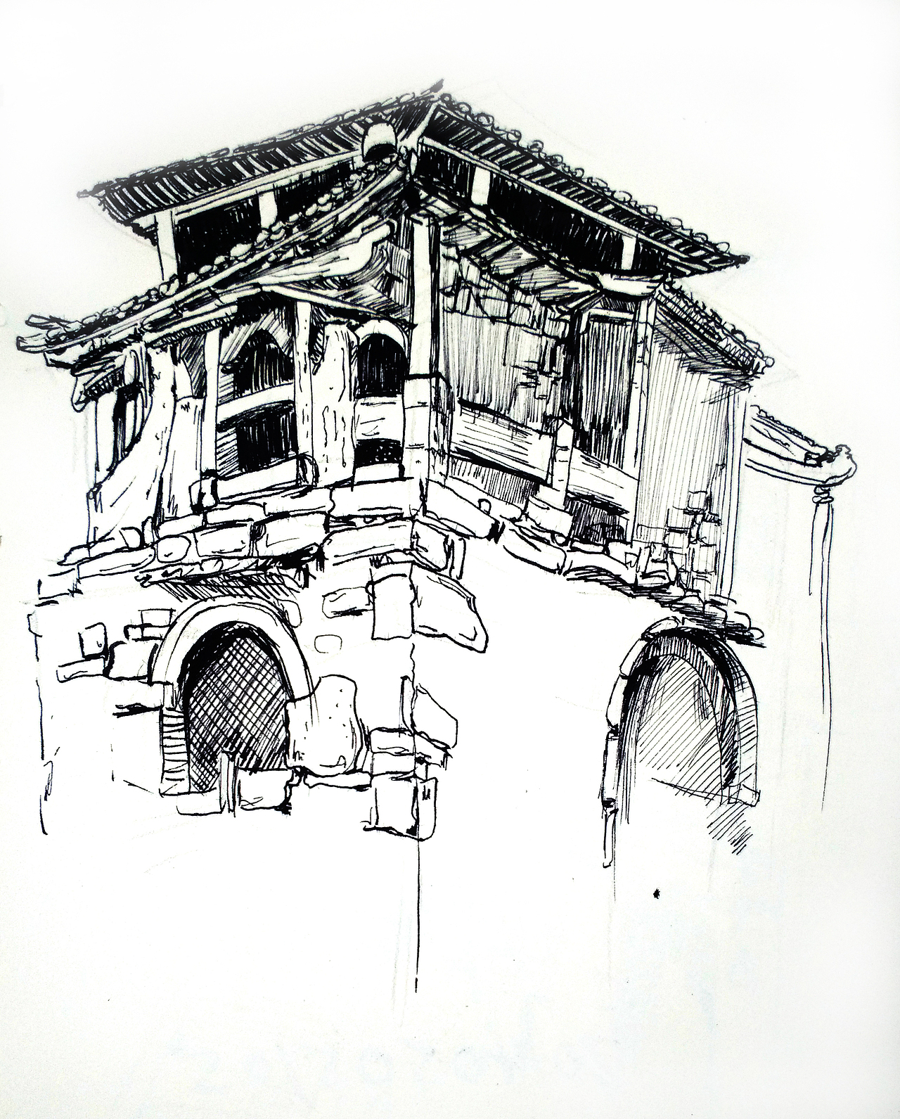 风景速写,建筑速写._我站着最酷-站酷zcool