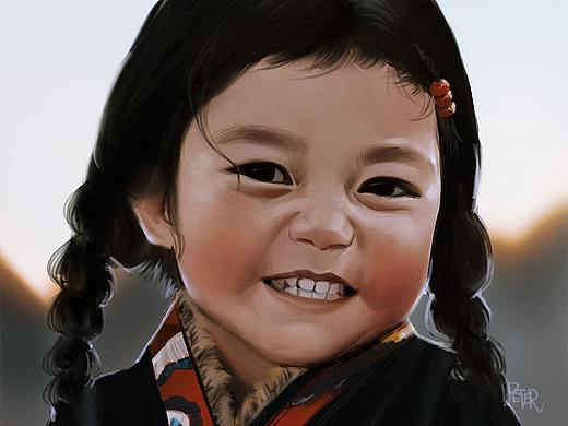 新画的可爱小姑娘