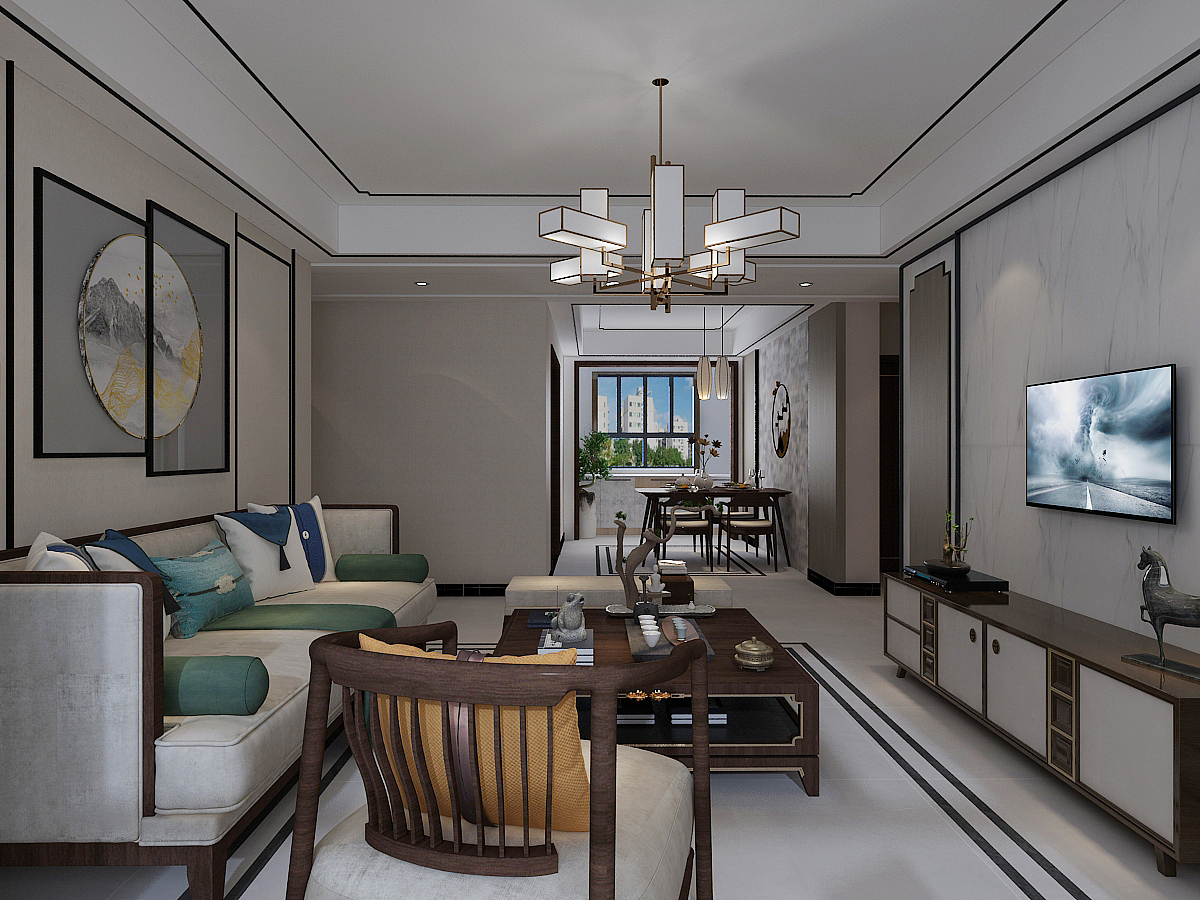 济南西江华府140平中式设计师装修案例