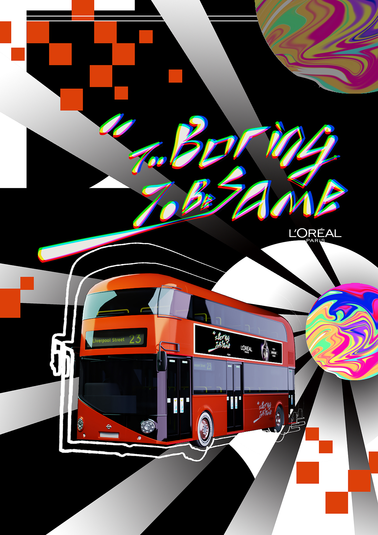 TOO BORING TO BE SAME 五辆巴士上的巡逻展览