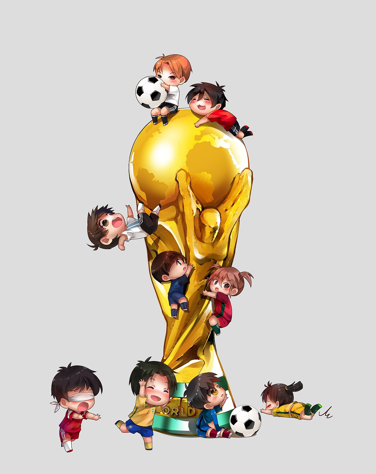 动漫 插画 足球