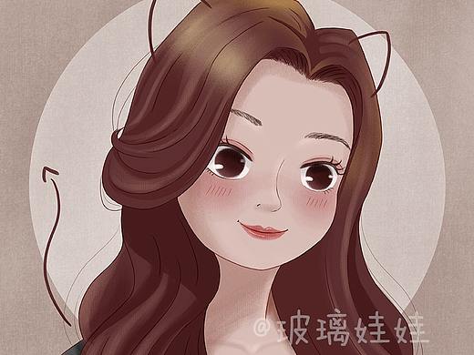 给美女画了张头像（个人主页-ZNDYxMzM5NDg=） - 商业插画 - 站酷设计师玻璃娃娃44原创素材 - 站酷ZCOOL