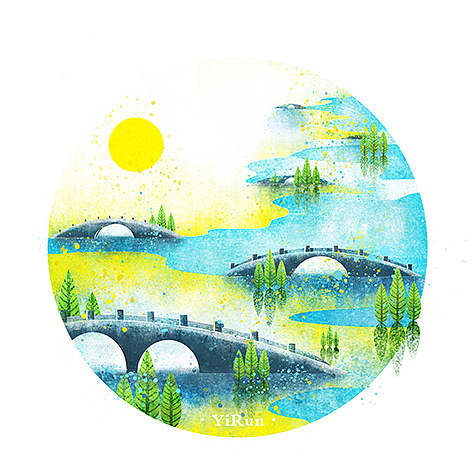 【国潮插画】|西湖十景系列（图ZOTEyNzIzMDg=） - 艺术插画 - 站酷设计师什野YE原创素材 - 站酷ZCOOL