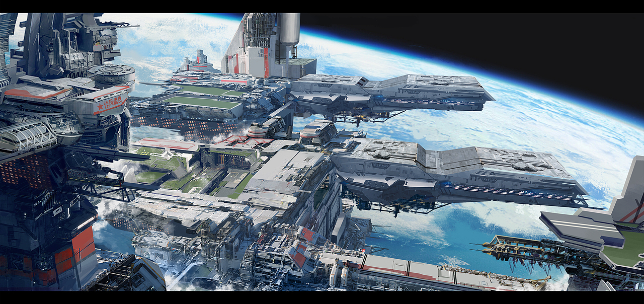科幻机甲赛博朋克太空基地中国月球氦3矿石采集基地——科幻中国61