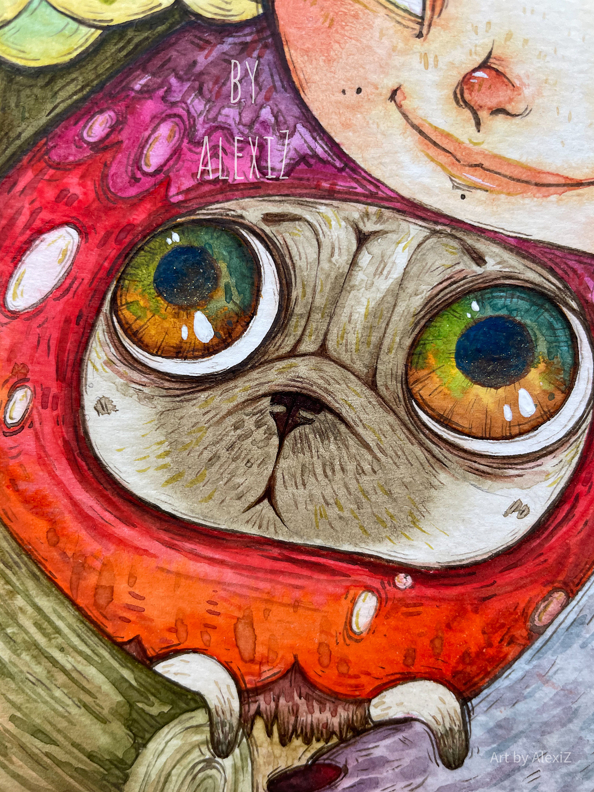 &quot;狗尿苔”-《全家福》水彩 AlexiZ