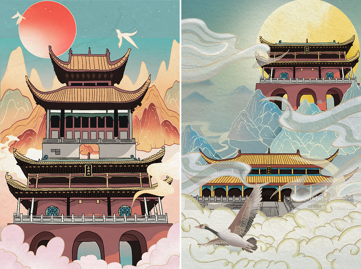 湖南衡阳-美食汇空间氛围插画