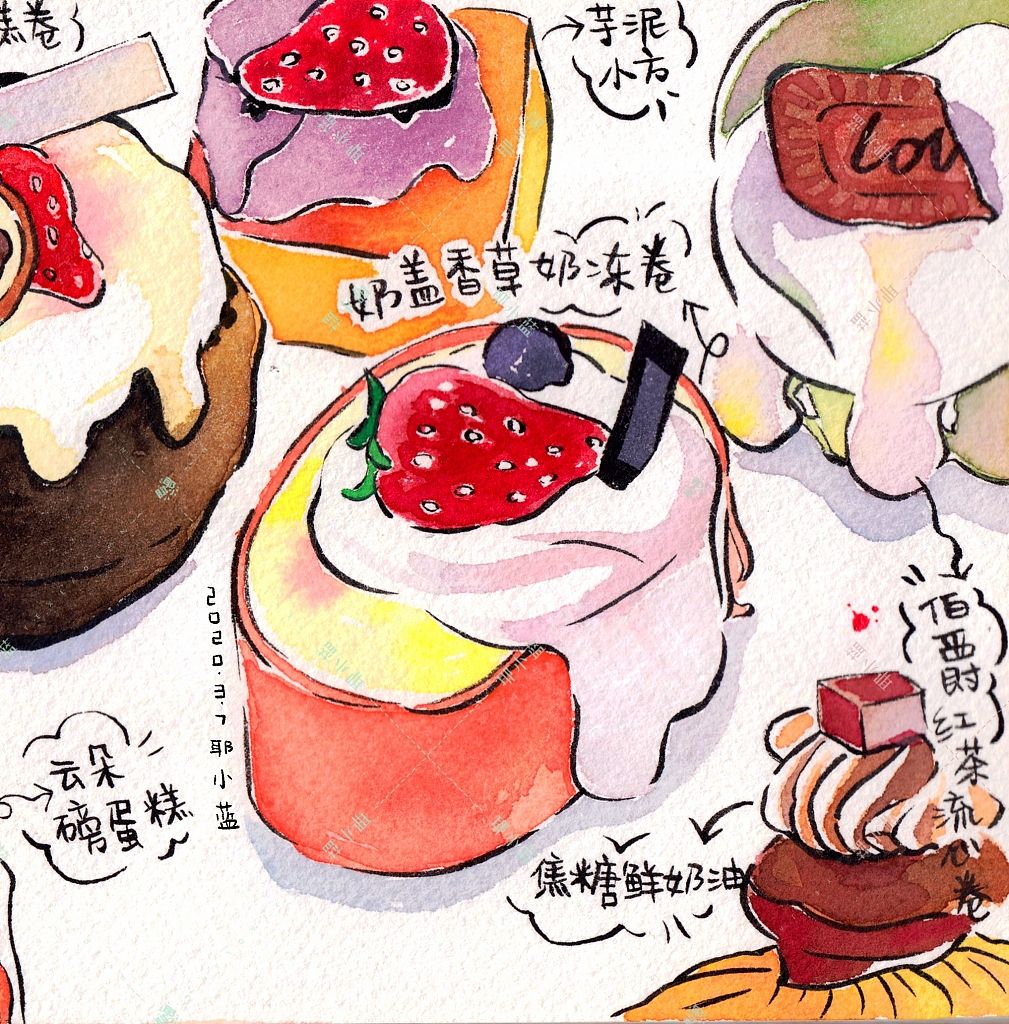 【耶小蓝水彩美食速涂】2020整理（图ZMjUzMzE0MzEy） - 绘画 - 站酷设计师耶小蓝原创素材 - 站酷ZCOOL