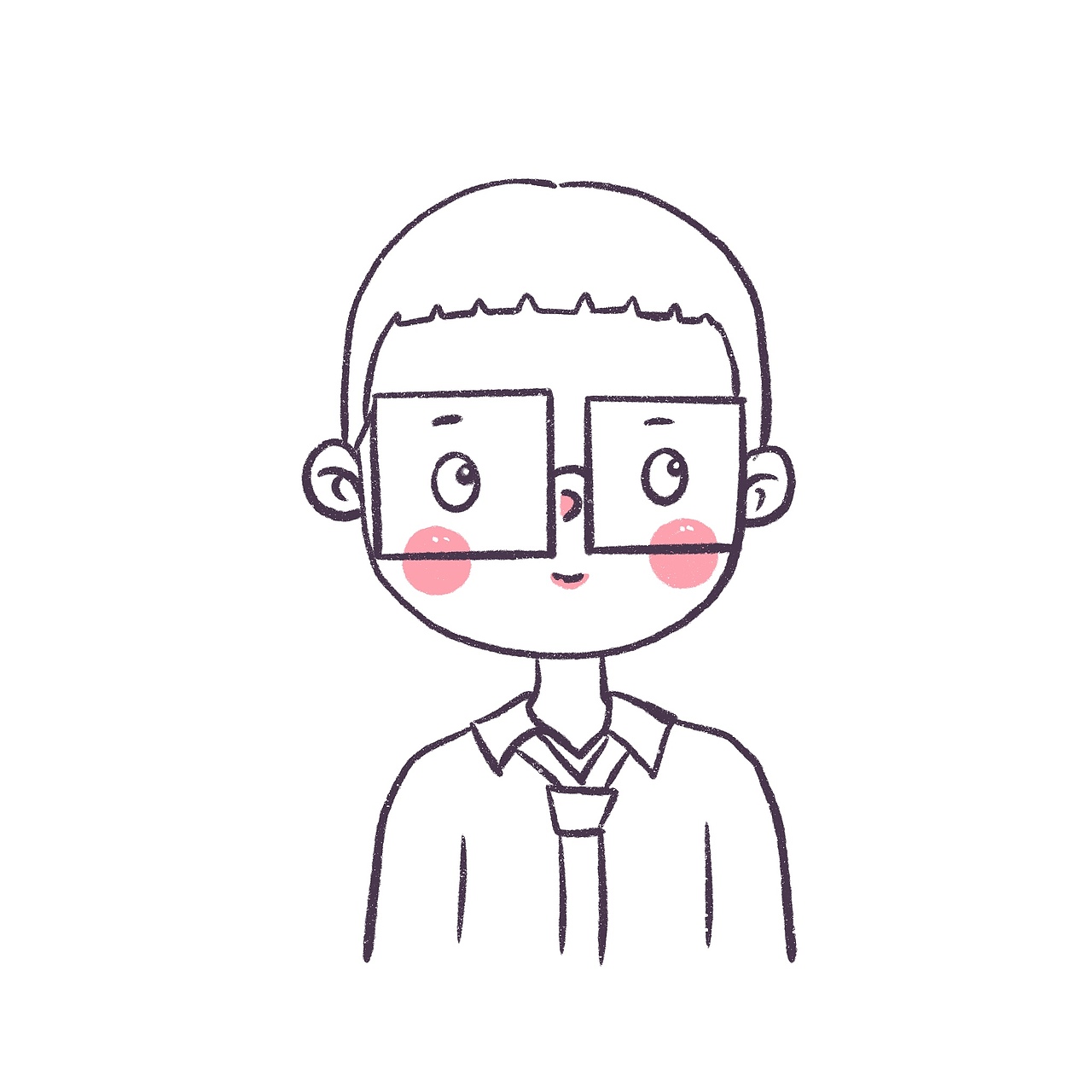花栀子插画:男生简笔画头像黑白头像