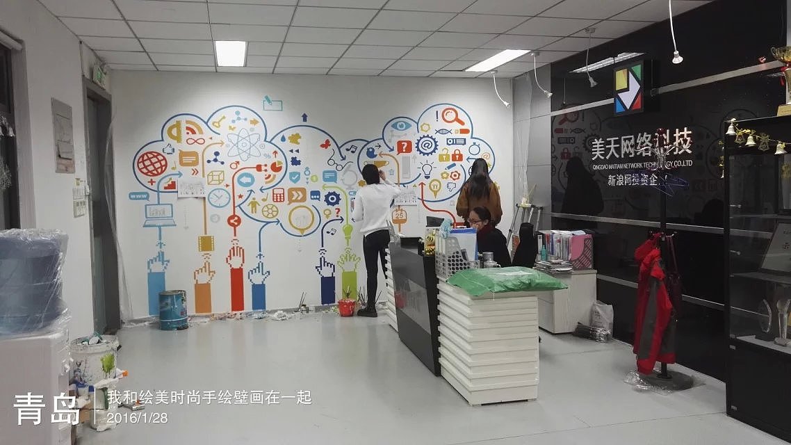 青岛绘美时尚装饰工程有限公司墙绘案例分享19（图ZNDEzMDc3NDQ=） - 商业插画 - 站酷设计师青岛绘美手绘壁画原创素材 - 站酷ZCOOL