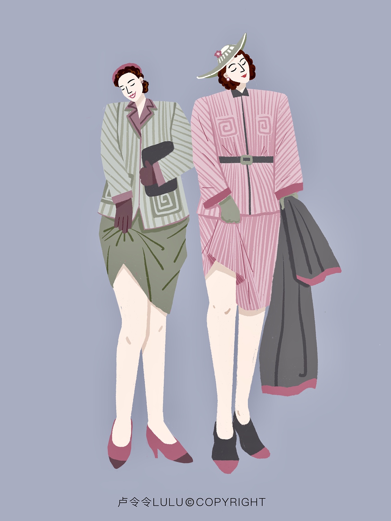 《时尚女孩》人物插画系列—莫兰迪色系