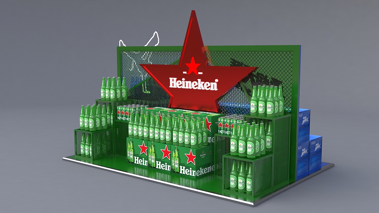 喜力啤酒欧洲杯促销堆头道具设计