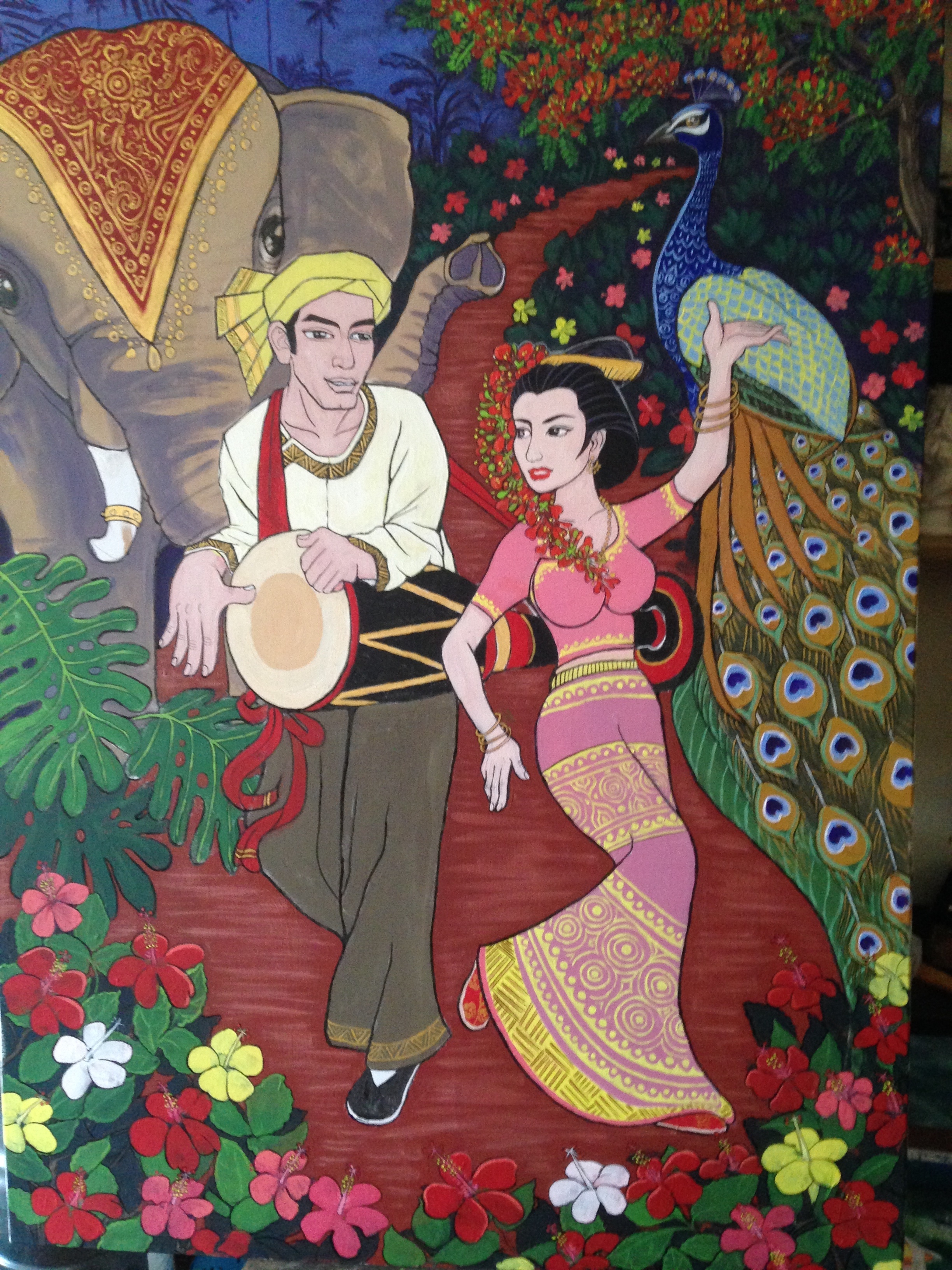 傣族风情绘画图片