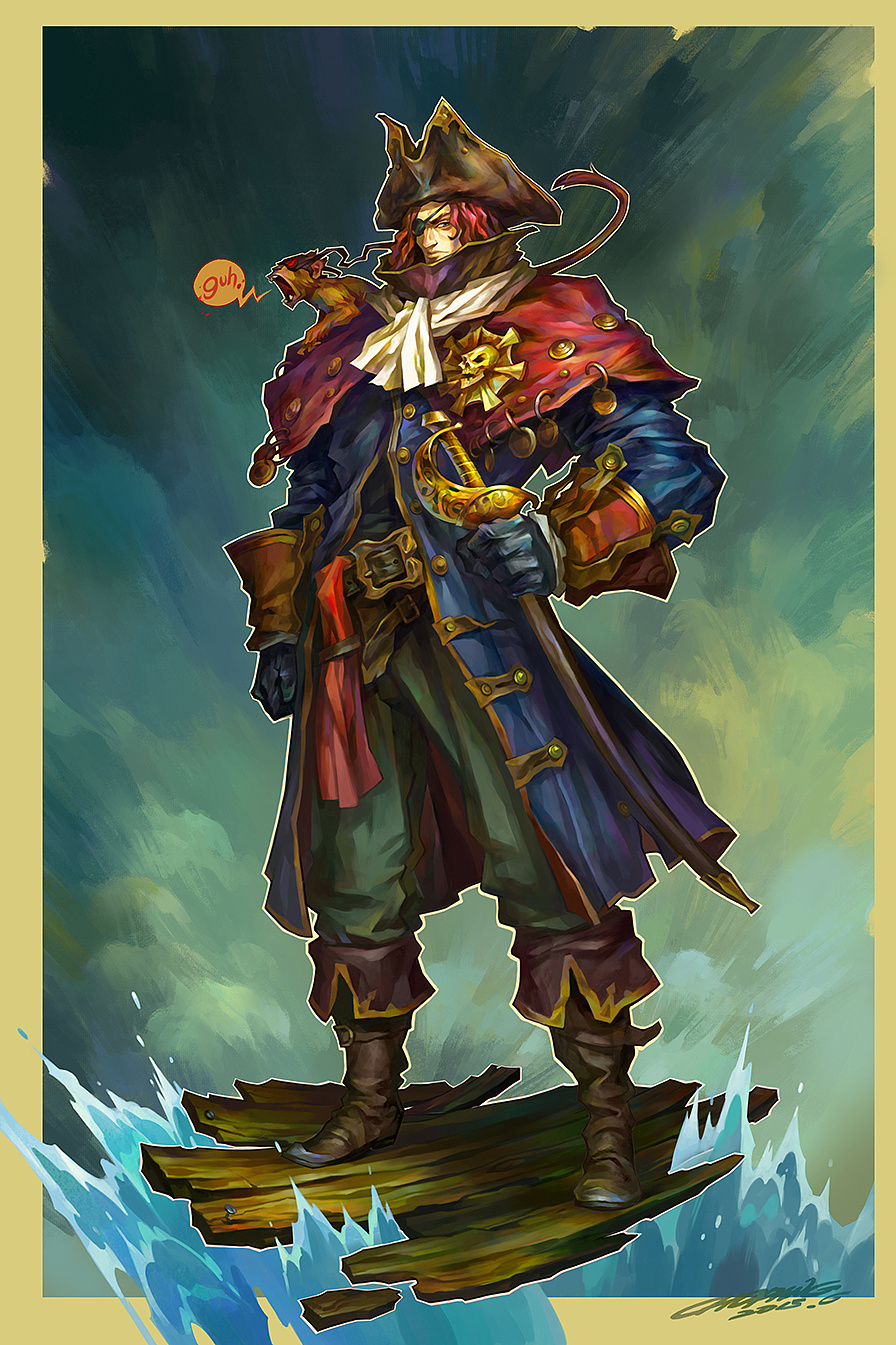 我命名为"船长菲莫斯",这一张画的最久,重新推敲了颜色,又进行了再