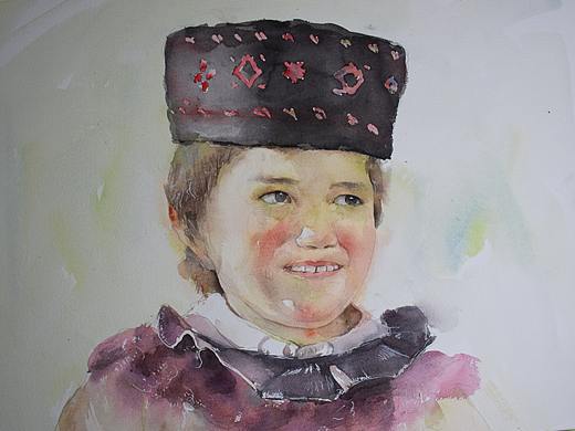 刘老师水彩《小女孩》
