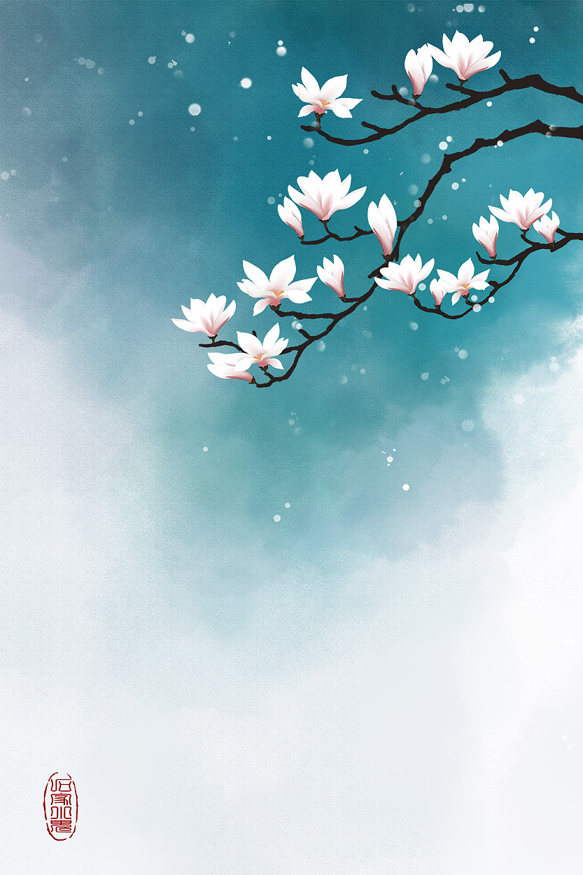 古风玉兰花插画