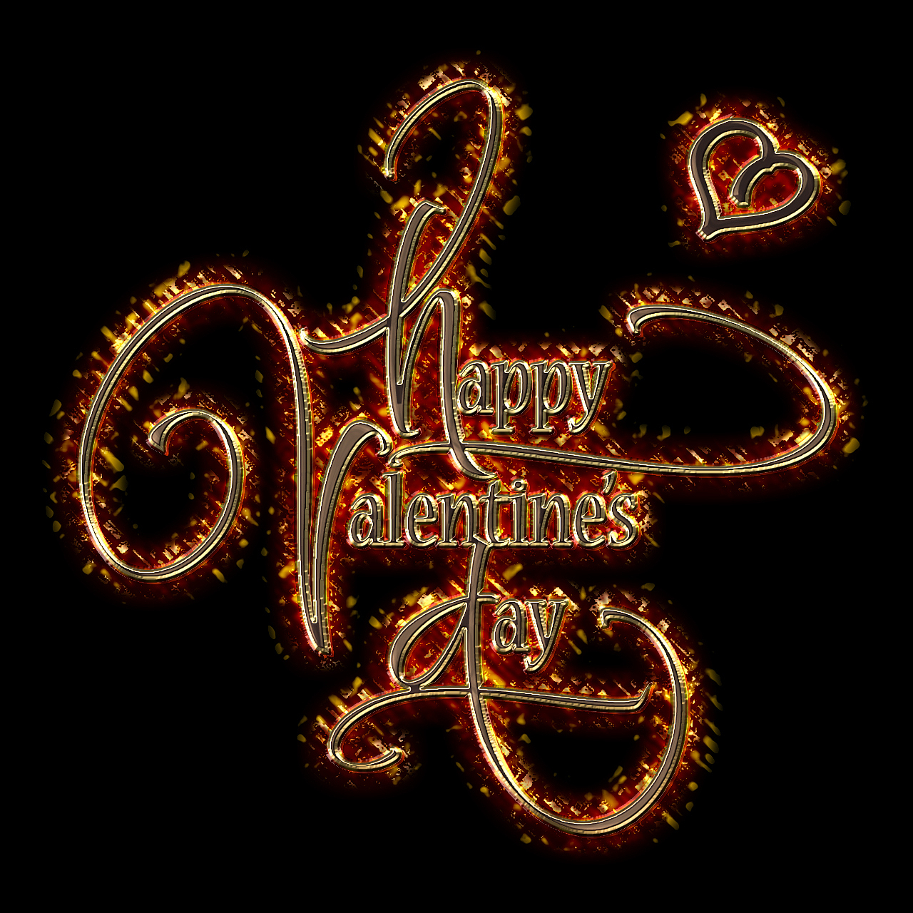 情人节金色火焰字