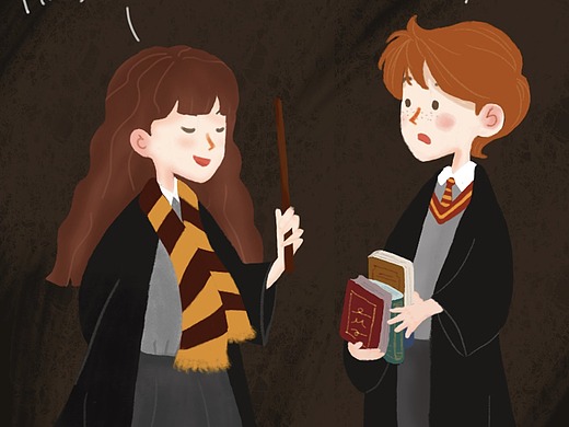 赫敏与罗恩-插画作品