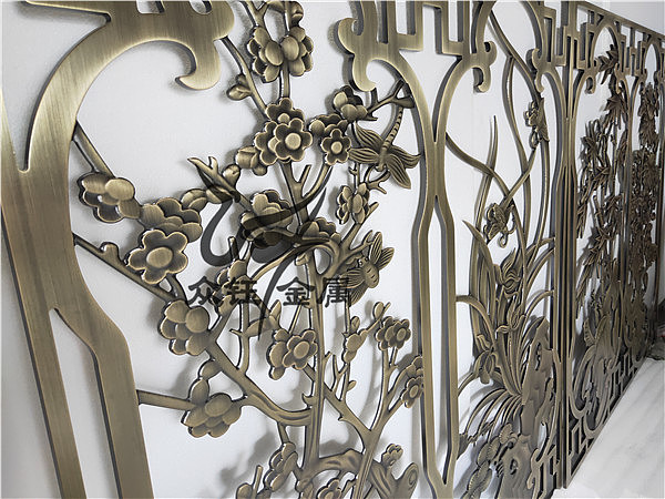 铝板雕刻青古铜屏风 浮雕3d立体青古铜铝板隔断