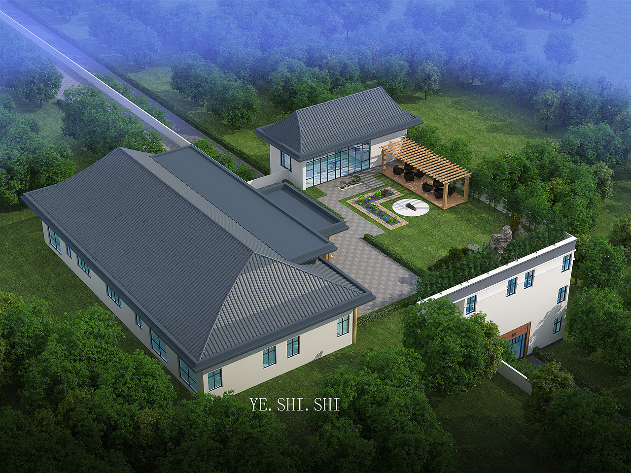 室外效果图-建筑外立面-鸟瞰（图ZMjQzNzk1NzY4） - 建筑设计 - 站酷设计师诗诗小仙女原创素材 - 站酷ZCOOL