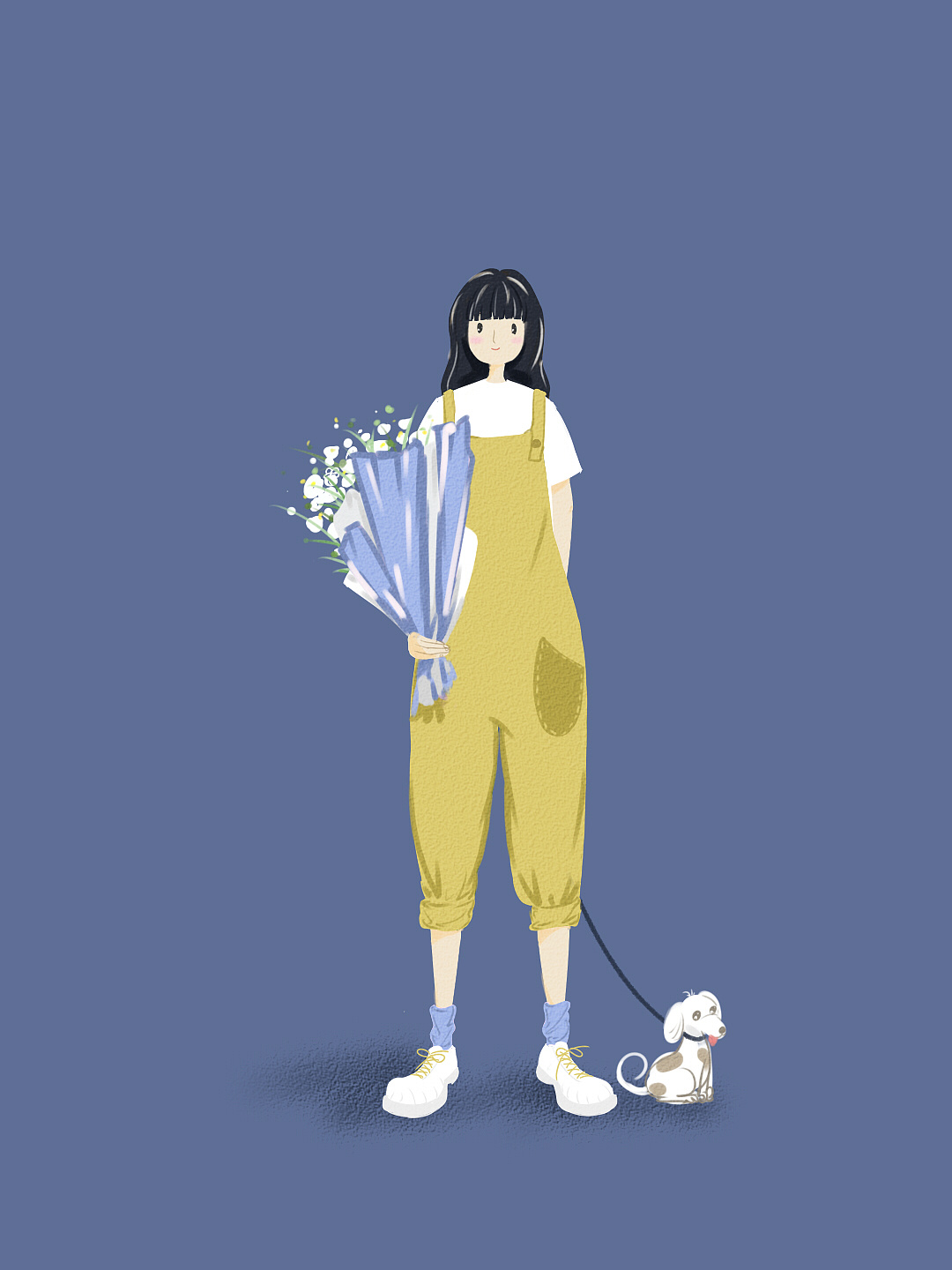 背带裤女孩|插画|创作习作|小新阿呆 - 原创作品 - 站酷 (zcool)