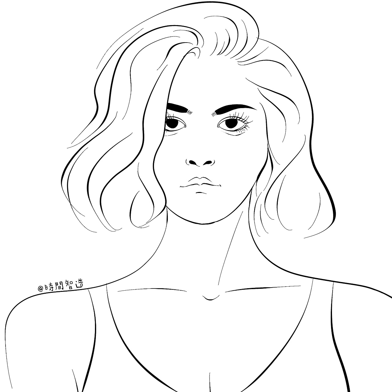 女生头像线稿（图ZMjY3MTU3ODQw） - 创作习作 - 站酷设计师時間智造原创素材 - 站酷ZCOOL