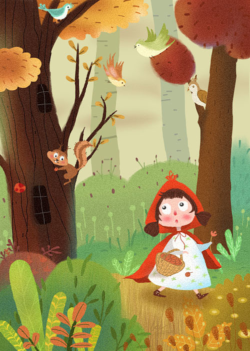 小红帽|插画|儿童插画|xiaoi一 - 临摹作品 - 站酷 (zcool)