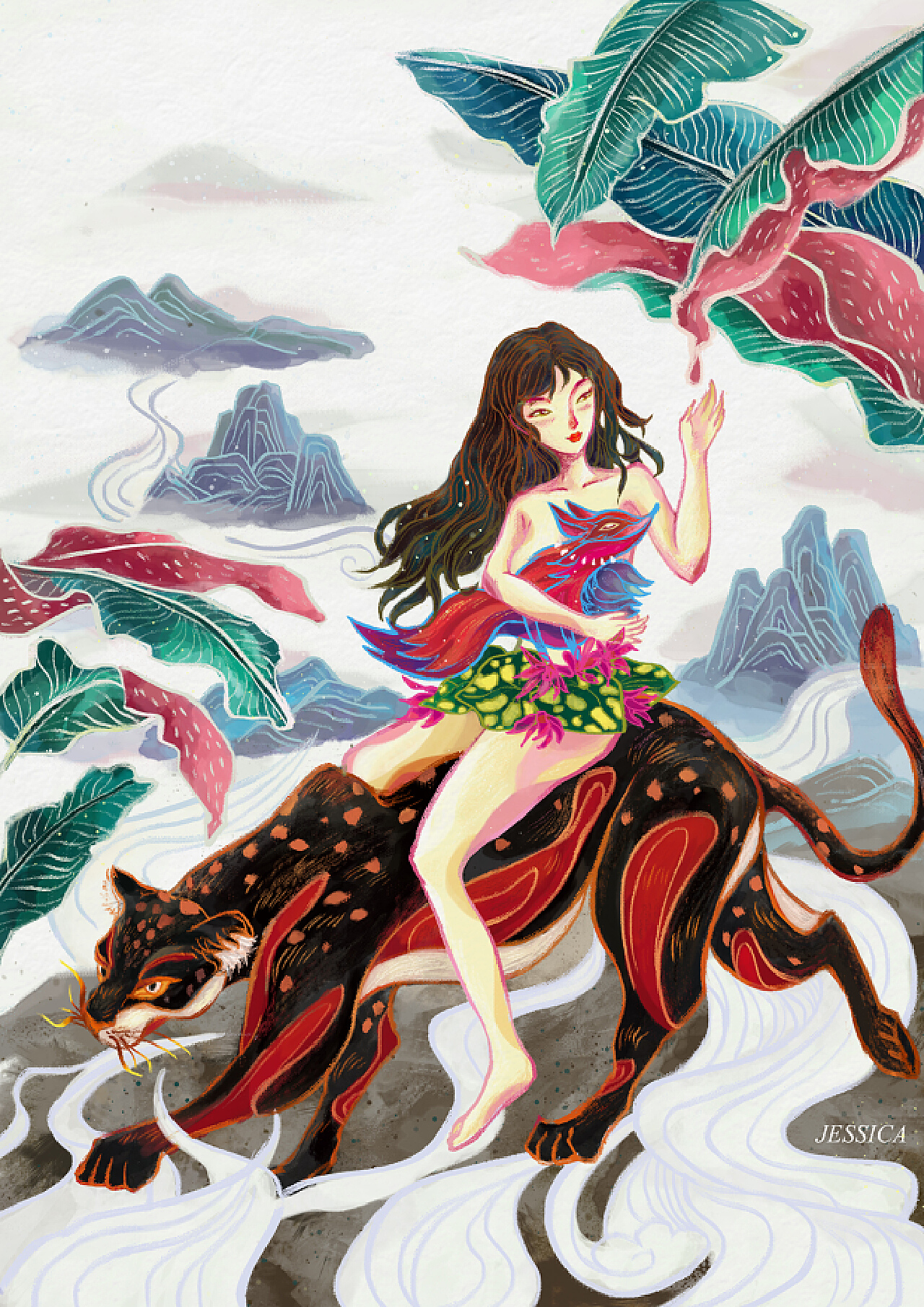 近现代画家笔下的中国神话第一美女——山鬼_屈原