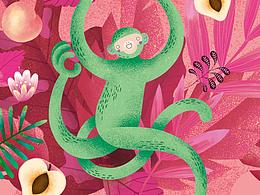 猴果滋果汁插畫(huà)