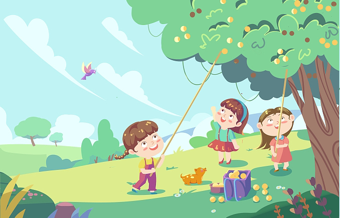 好游记 和好朋友干啥都开心呢 儿童插画