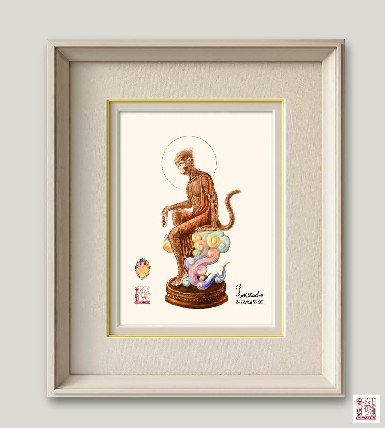 坐七彩祥云悟空