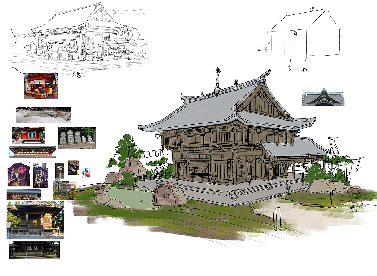 日式建筑设计附步骤图及细节刻画（图ZOTA5MjEzMzY=） - 游戏原画 - 站酷设计师艺数绘CG原创素材 - 站酷ZCOOL